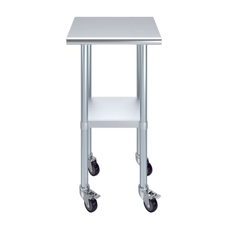 Amgood 20x20 Rolling Prep Table with Stainless Steel Top AMG WT-2020-WHEELS